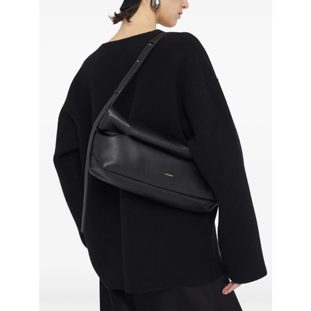 Jil Sander Zwarte Crossbody Rollup Tas Black Dames