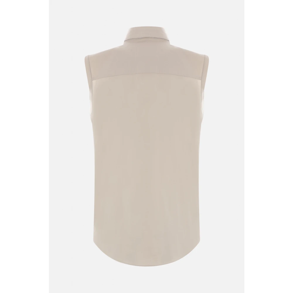 BRUNELLO CUCINELLI Beige Katoenen Stretch Mouwloze Blouse Pink Dames