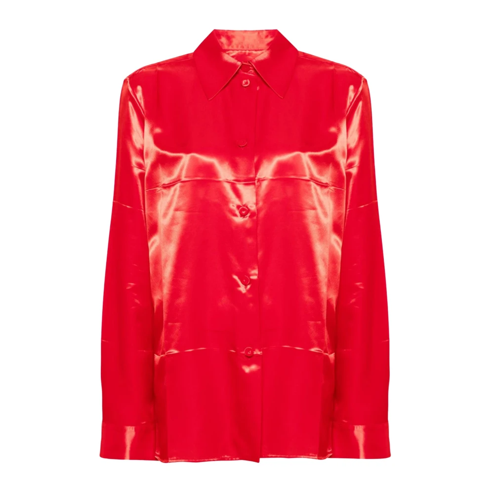 Jil Sander Casual katoenen overhemd in blauw Red Dames