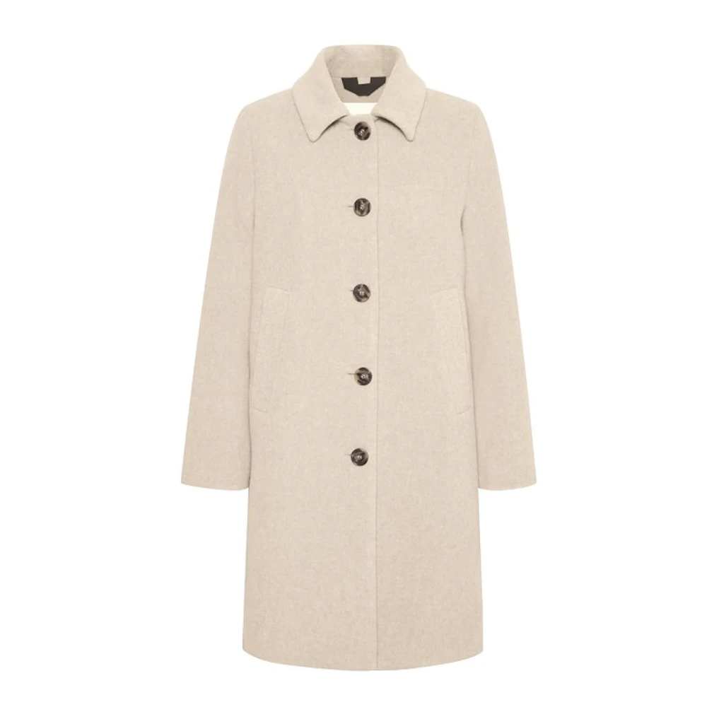 Part Two Women's Beige Single-Breasted Coats, Xl, Classic Wool Coat