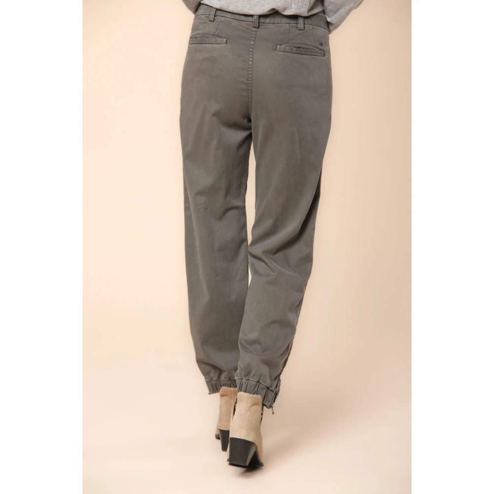 Mason's Cargo Broek in Satijn Stretch met Curvy Fit Gray Dames