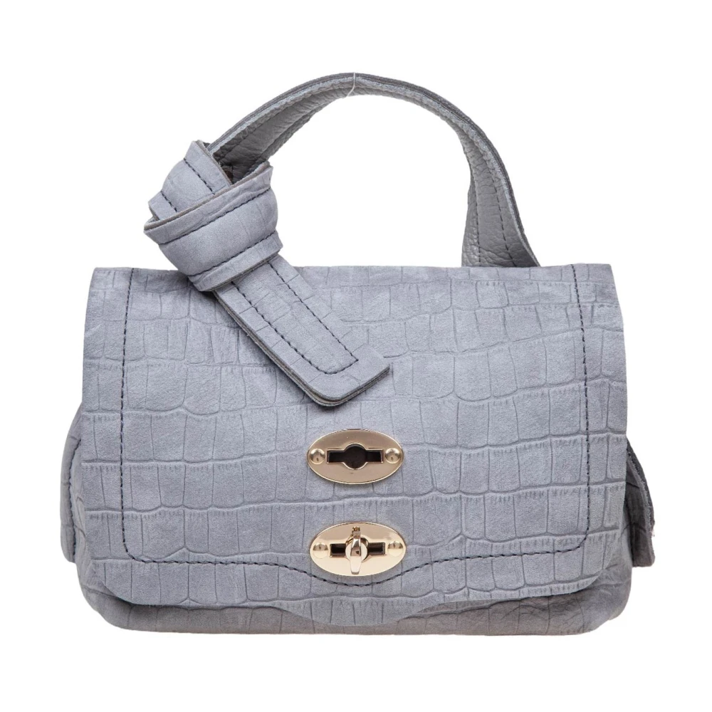 Zanellato Grijze Croc Print Postman Tas Gray Dames