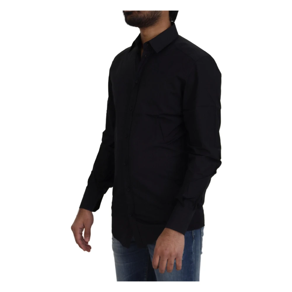 Dolce & Gabbana Elegante zwarte katoenen overhemd Black Heren