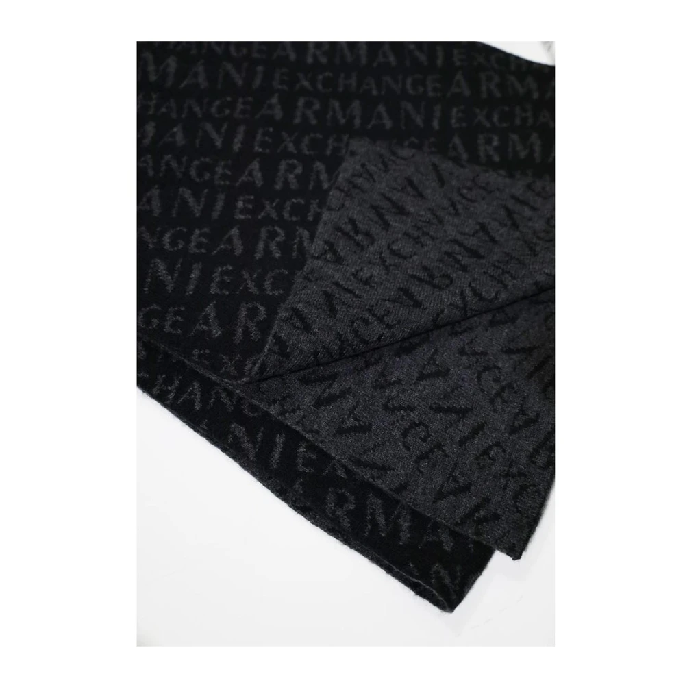 Armani Exchange Warm wollen blend sjaal voor mannen Gray Heren