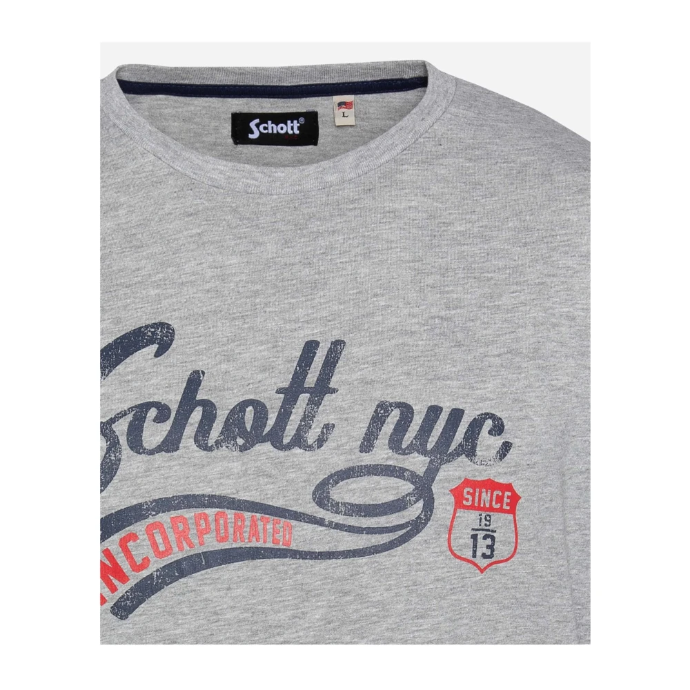 Schott NYC Katoenen handtekening T-shirt Tyron Gray Heren
