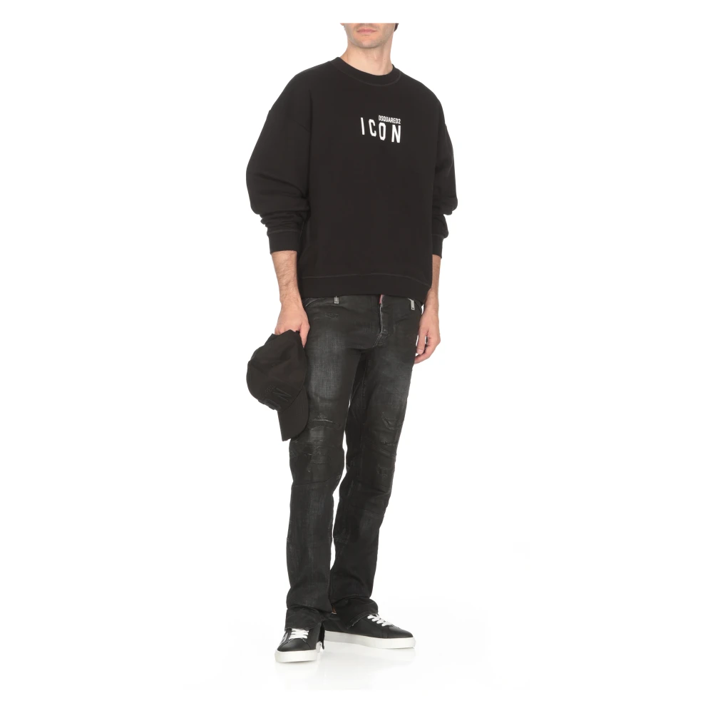 Dsquared2 Zwarte Katoenen Jeans met Gescheurde Details Black Heren