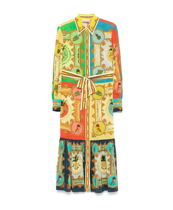 groene-zijden-grafische-print-jurk