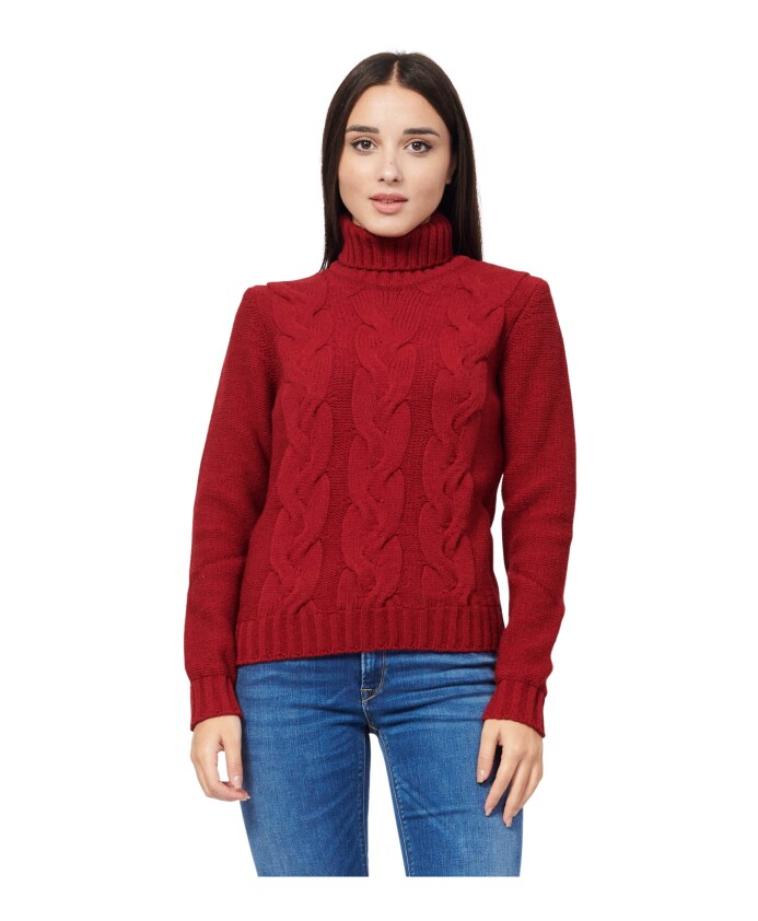 Jersey Rojo de Cuello Alto para Mujeres Modernas, K-Way, Mujer