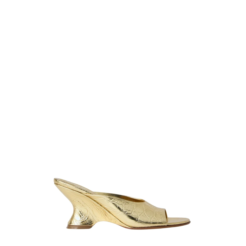 Dries Van Noten Women's Yellow Sculpted Leather Mules