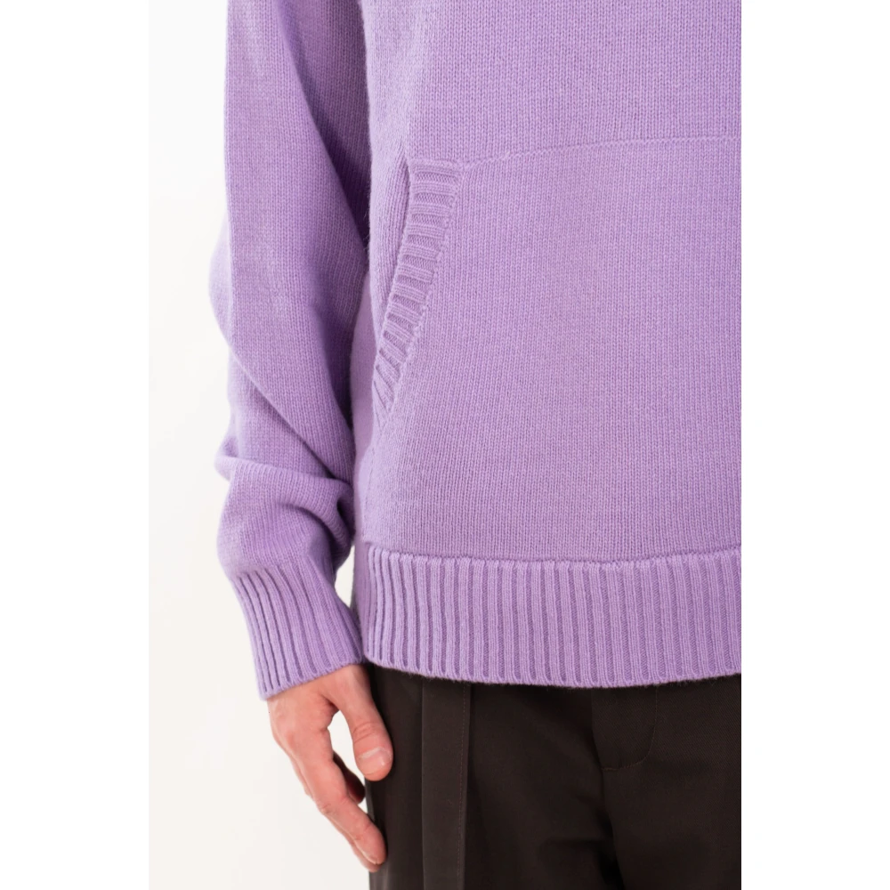 Seven Gauge Capuchon Lamswol Trui Purple Heren