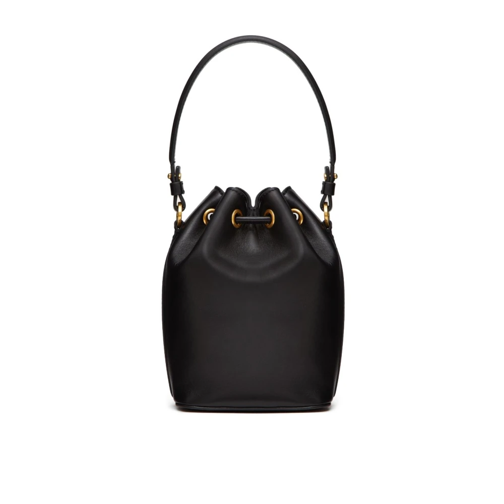Valentino Garavani Zwarte VLogo Signature Trekkoord Tas Black Dames