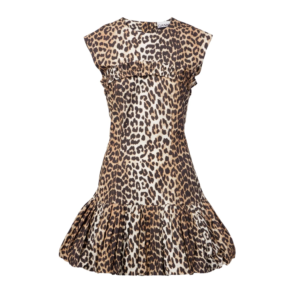 Ganni Women's Brown Poplin Corset Mini Dress