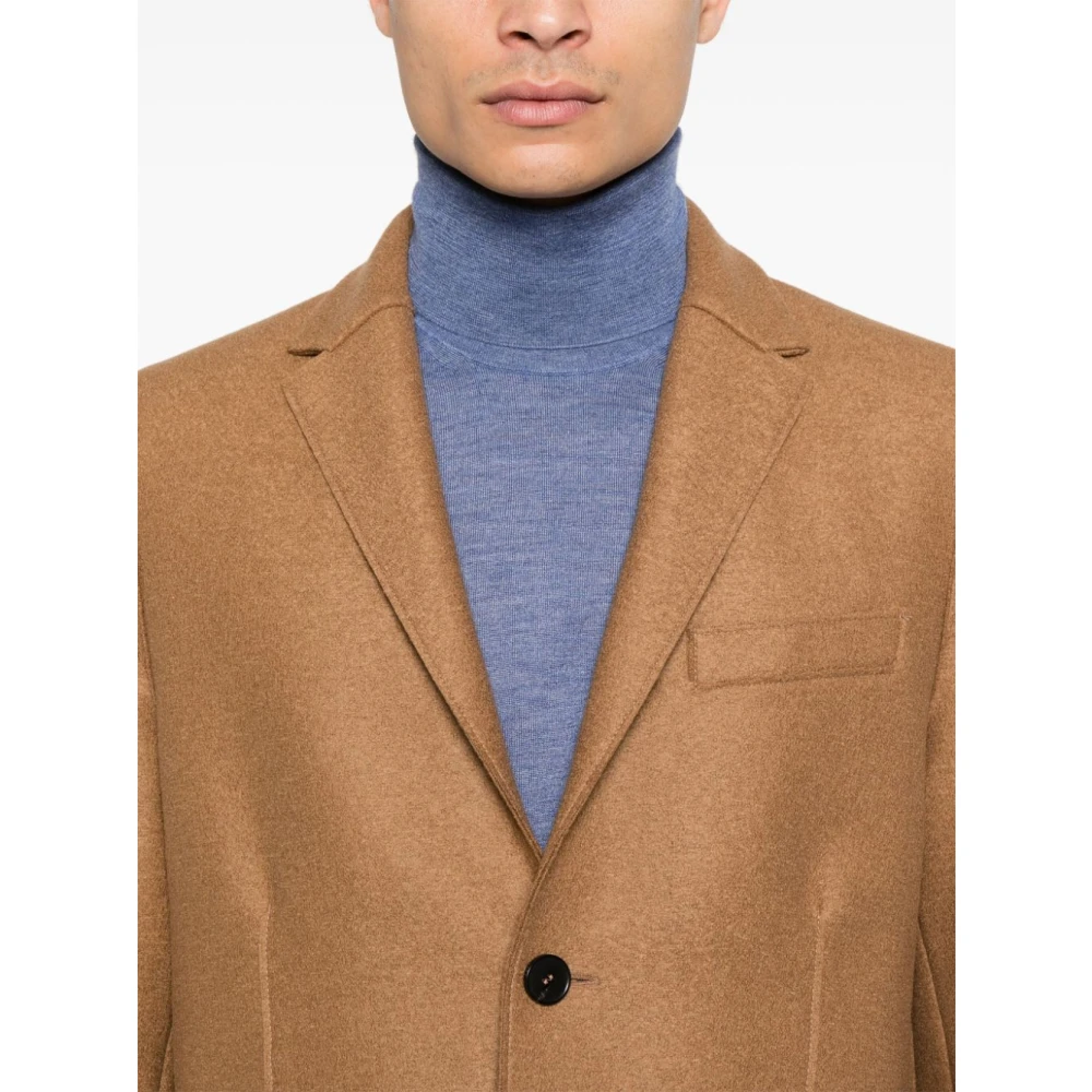 Harris Wharf London Bruine Wol Knoopjas Beige Heren