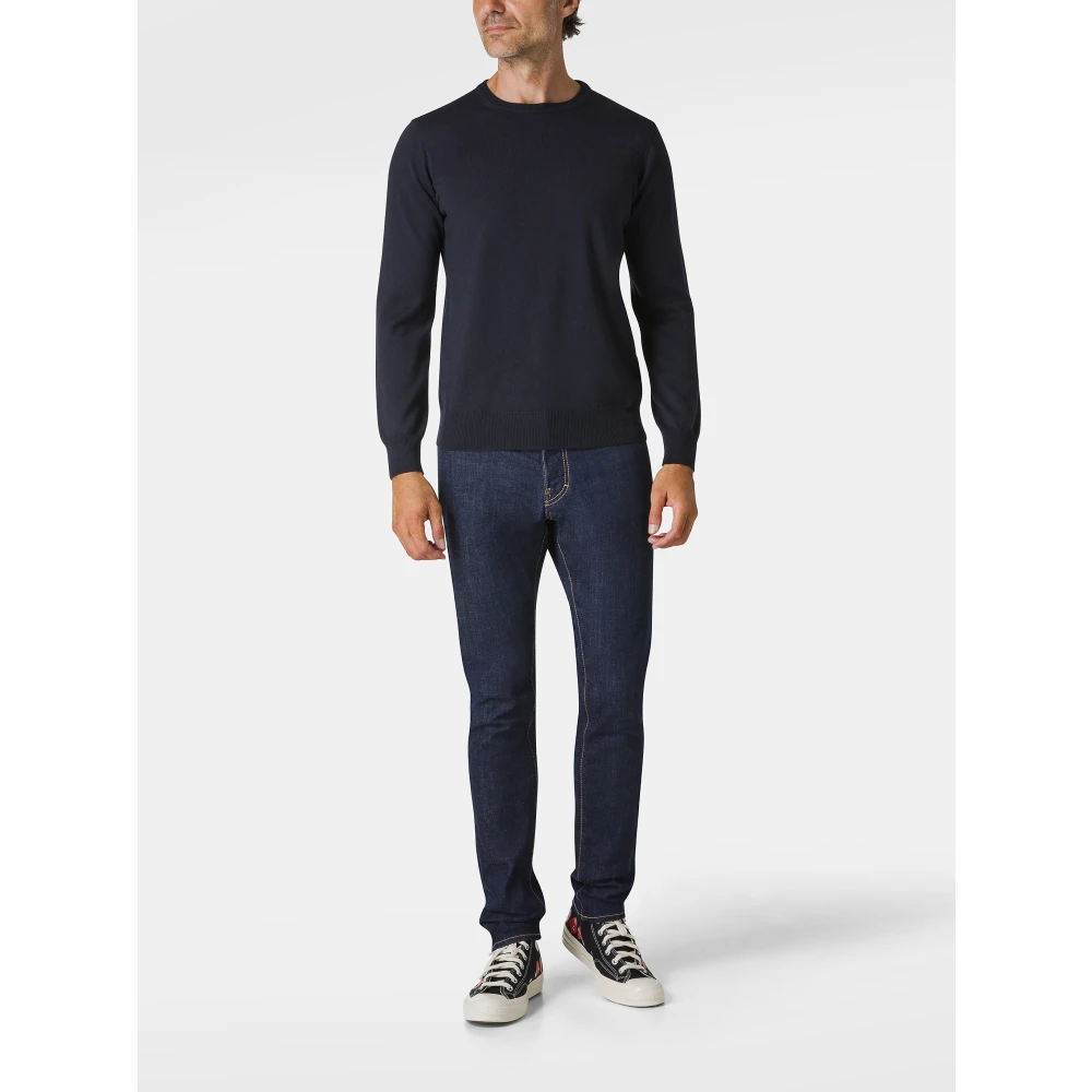 Kangra Merino Wol Navy Trui Blue Heren