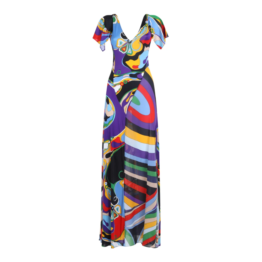 EMILIO PUCCI Elegante Rode Lange Jurk Multicolor Dames