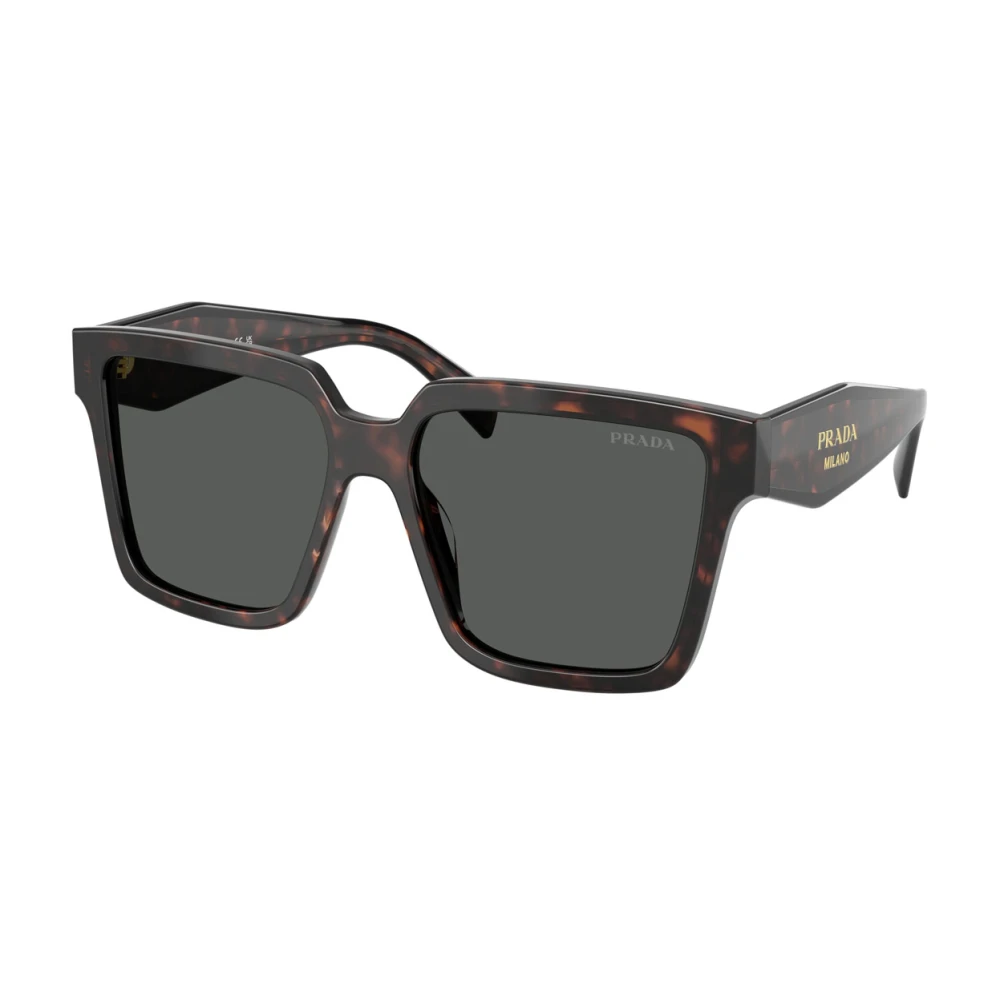 Prada Women's Brown Sunglasses,, Square Sunglasses Dark Grey Lenses Medium