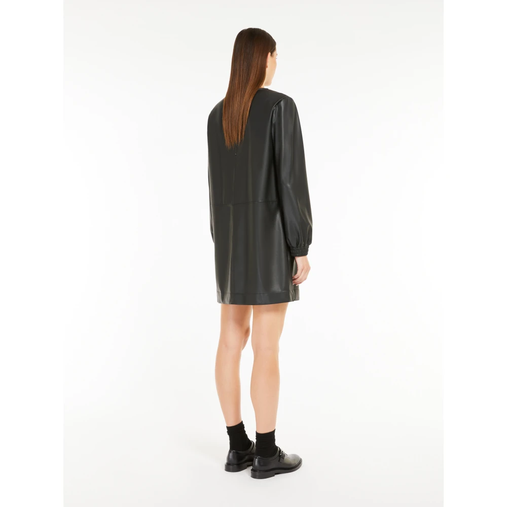 Max Mara Zwarte Jersey Jurk met Gestructureerde Silhouet Black Dames
