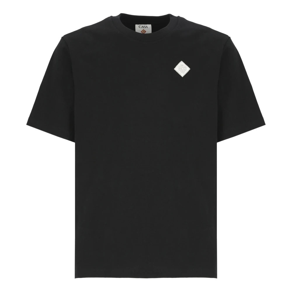 Casablanca Zwarte katoenen T-shirt met logo Black Heren