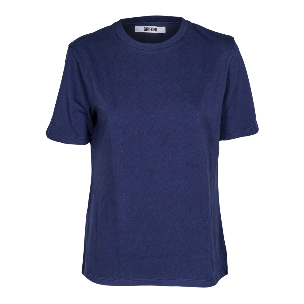 Mauro Grifoni Dames katoenen T-shirt ronde hals Blue Dames