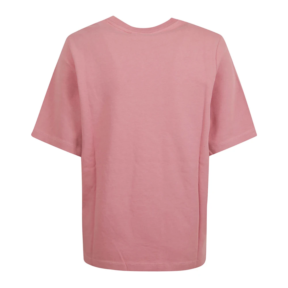 Maison Kitsuné Gedurfde Fox Head Patch Tee Shirt Pink Dames