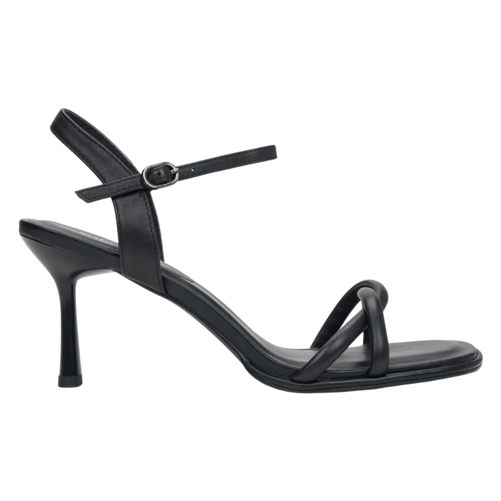 Estro Black High Heel Sandals, Female, 5 Uk, Leather Stiletto Sandals With Thin Straps