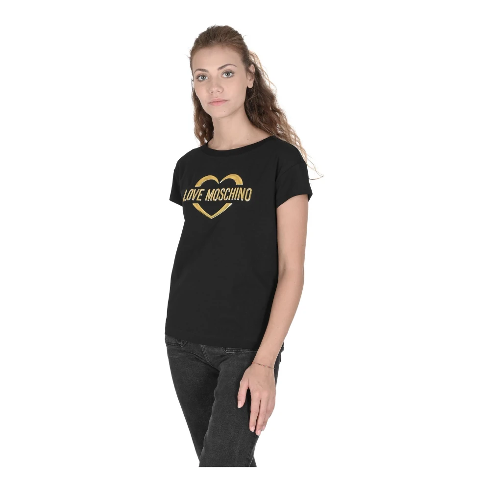 Love Moschino Zwart Katoen Spandex T-Shirt Black Dames