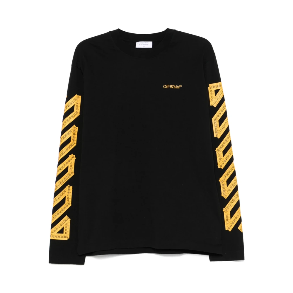 Off White Zwart Logo Print Crew Neck T-shirt Black Heren