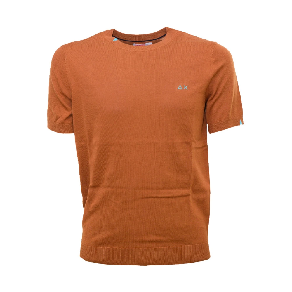 Sun68 Solid Knit T-Shirt Brown Heren