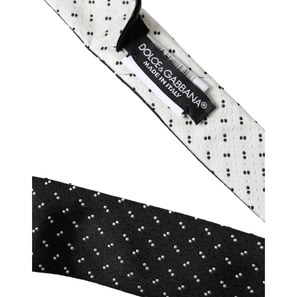 Dolce & Gabbana Zwart Wit Patroon Verstelbare Stropdas White Heren