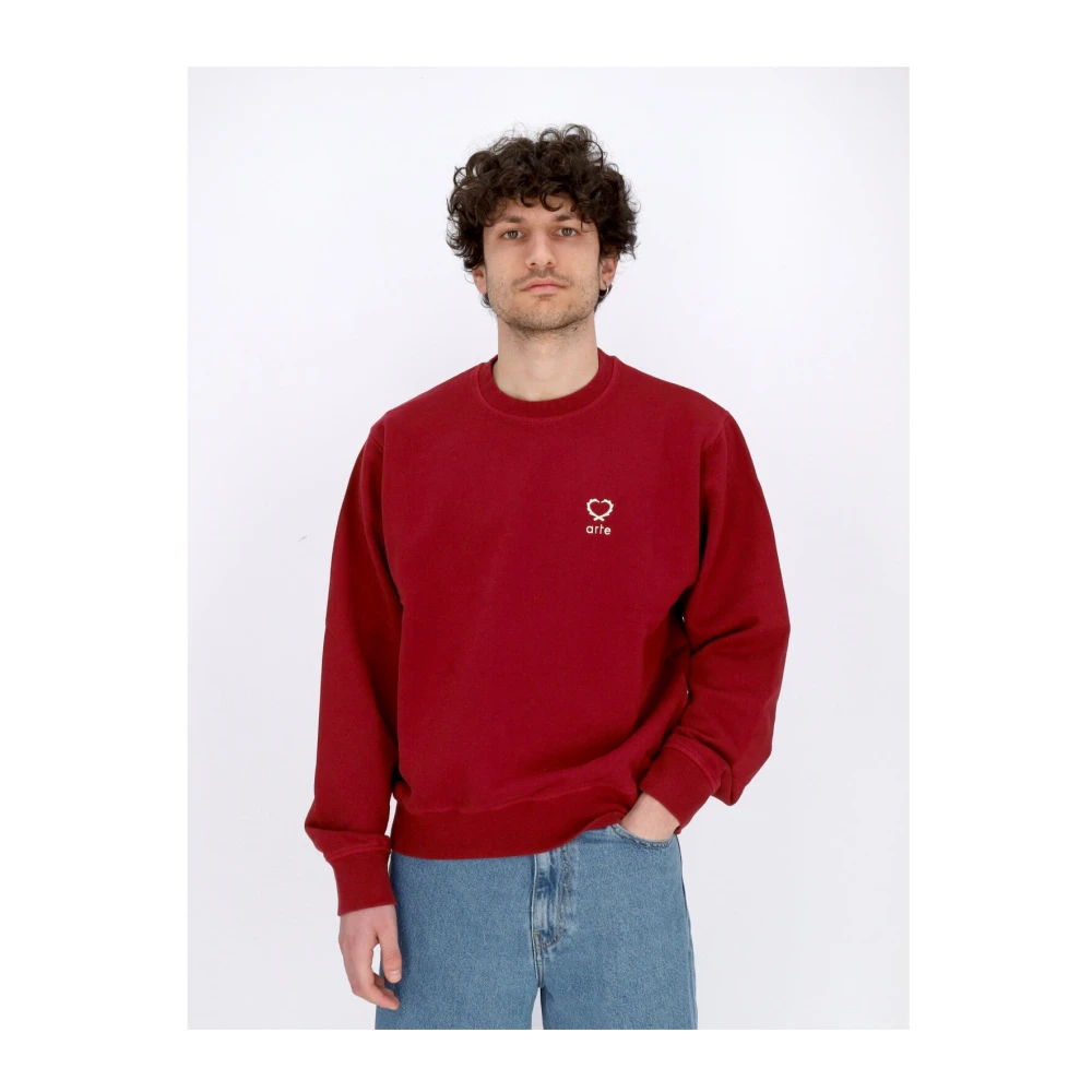 Arte Antwerp Hart Crewneck Lichtgewicht Sweatshirt Bordeaux Red Heren