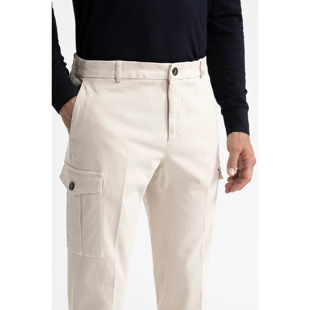 PESERICO Katoenen chino's met zakken Beige Heren