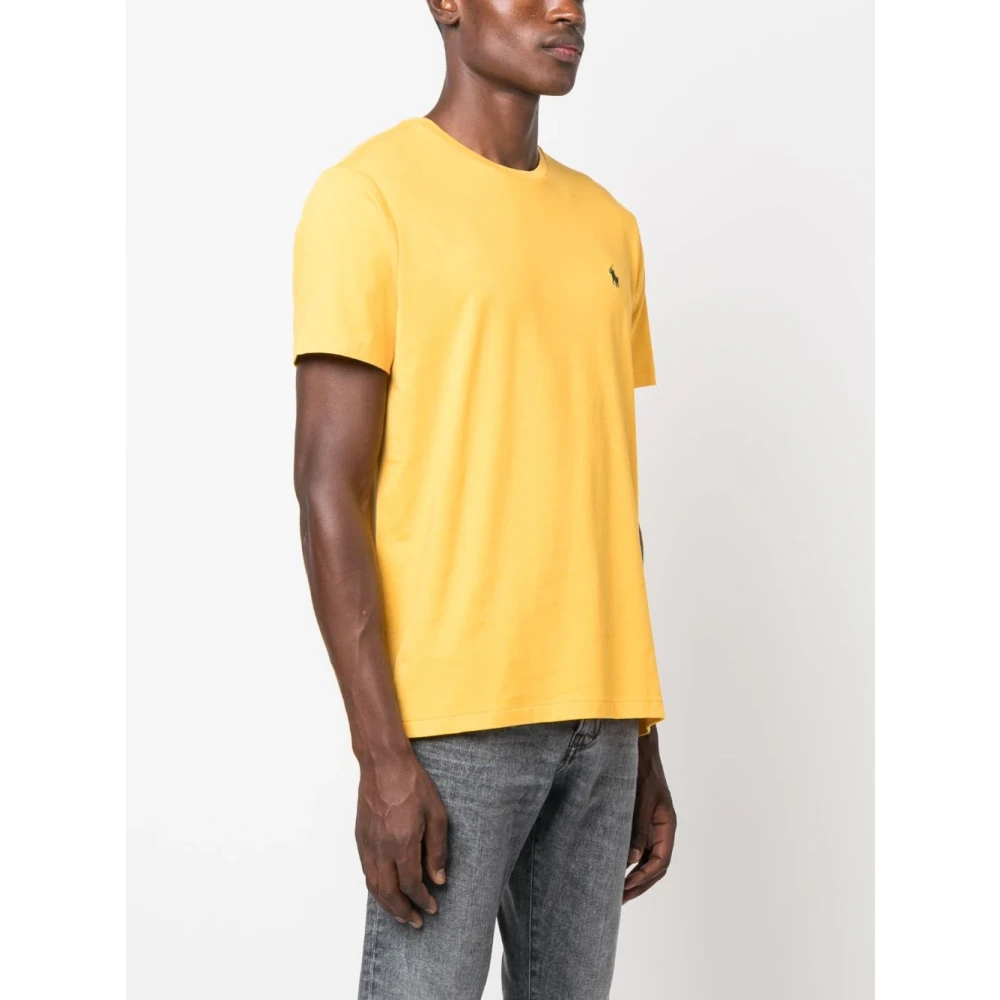 Polo Ralph Lauren Geel Crewneck T-shirt met Handtekening Pony Borduurwerk Yellow Heren