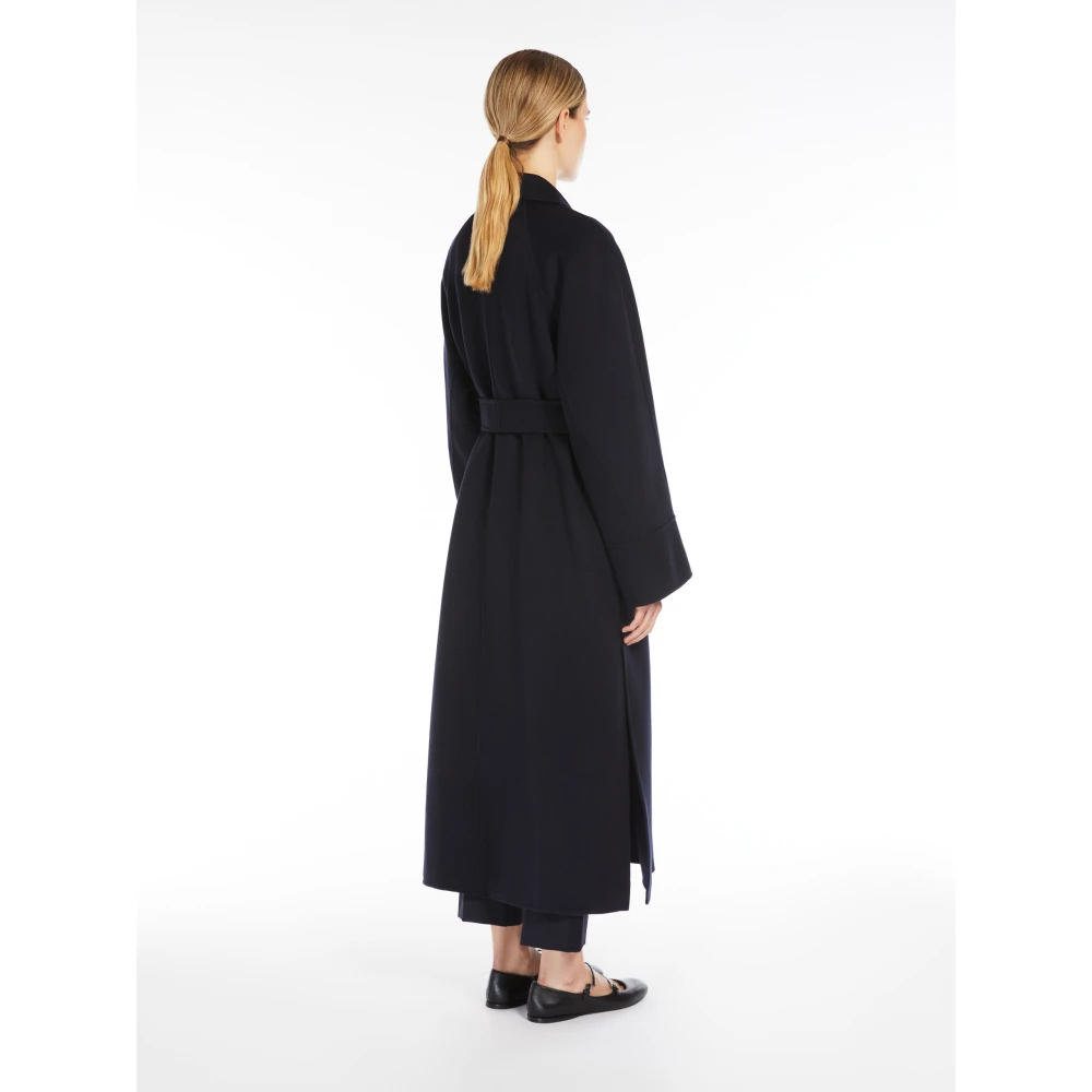 Max Mara Dubbele wollen ceintuurjas Blue Dames