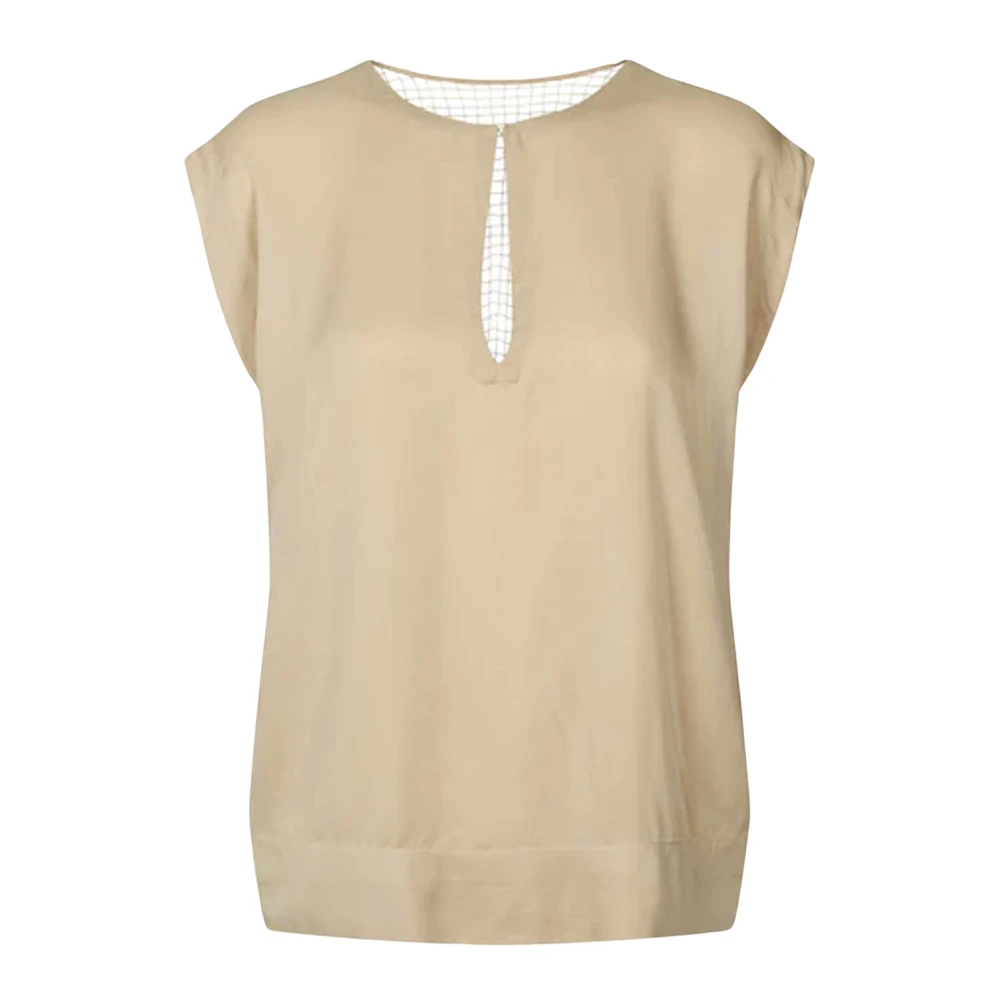 Rabens Saloner Elegant Rosalyn Blus med Spetsdetalj Beige, Dam