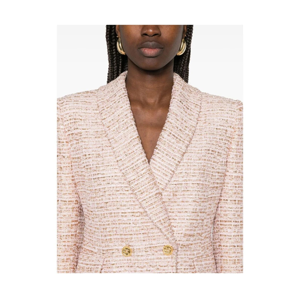 Alessandra Rich Roze double-breasted jas met klepzakken Pink Dames