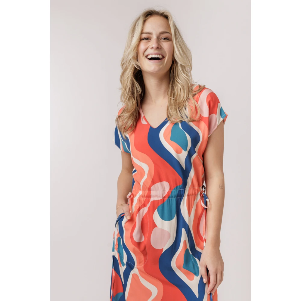 La Fée Maraboutée Zomer V-hals Jurk met Print Multicolor Dames