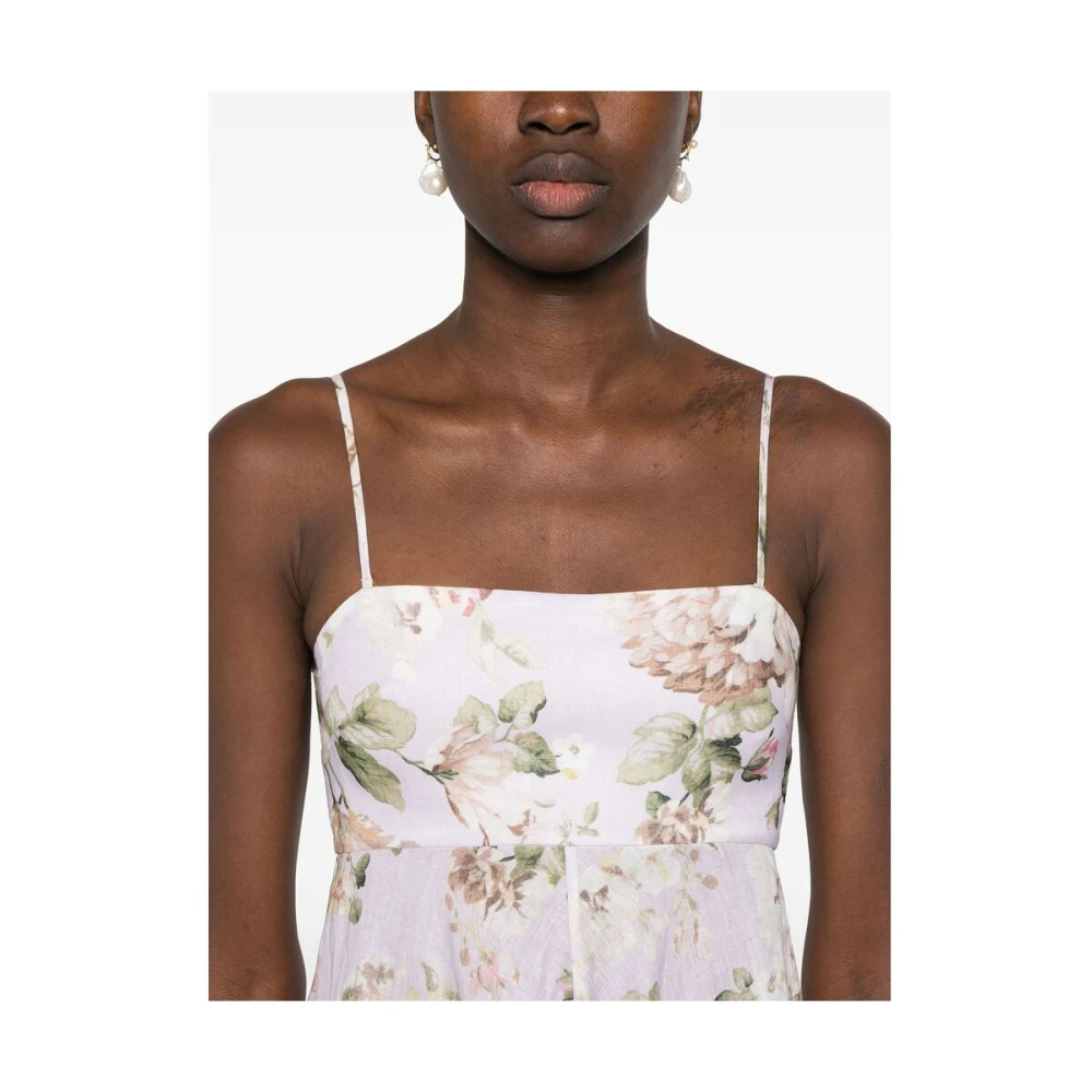 Zimmermann Bloemenprint Linnen Jurk Multicolor Dames