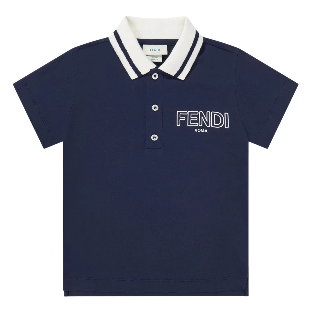 Fendi Boys Blue Kids Short Sleeve T-Shirts, 5 Y, Logo Polo Shirt
