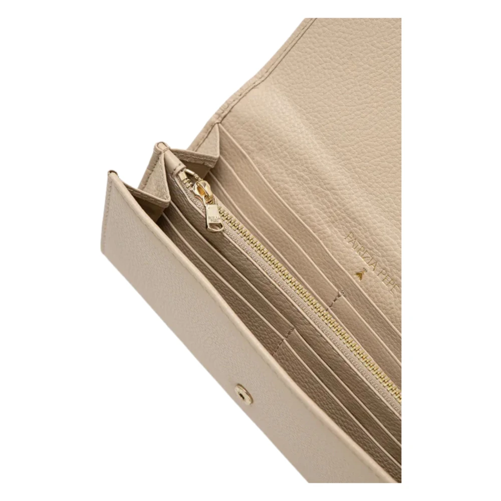 PATRIZIA PEPE Beige Leren Portemonnee Met Drukknoop Beige Dames