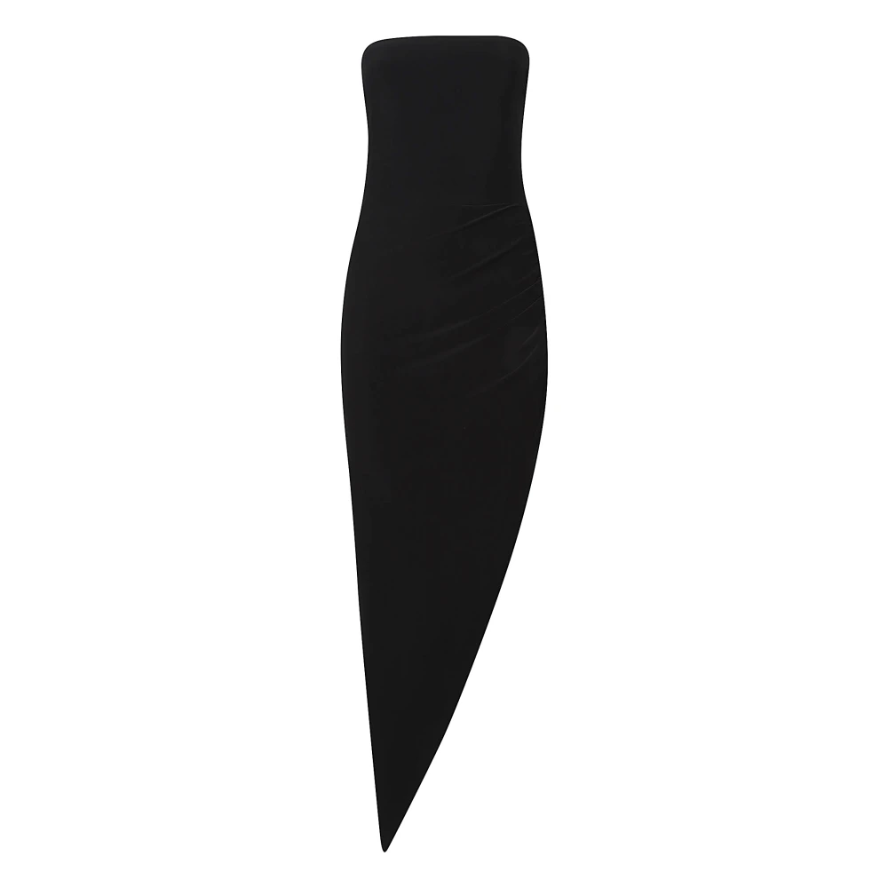 Norma Kamali Elegante Zijdraperie Jurk Black Dames