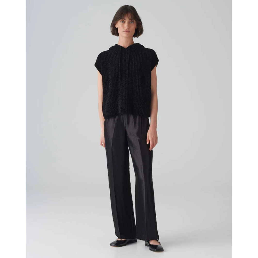 Opus Stijlvolle Pullover met Pizzin Detail Black Dames