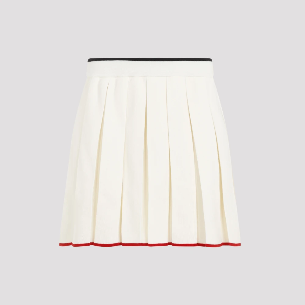 Thom Browne Witte Geplooide Rok met Strepen White Dames