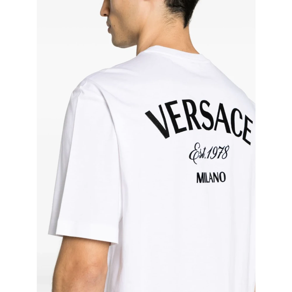 Versace Milano Stamp Geborduurde T-shirts en Polos White Heren