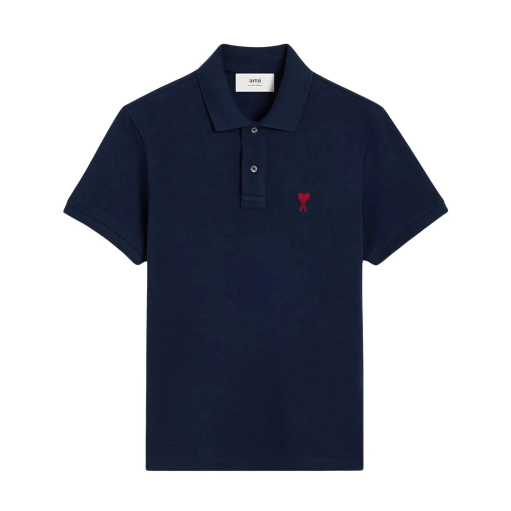 Ami Paris De Coeur Polo Shirt Navy Blue Heren