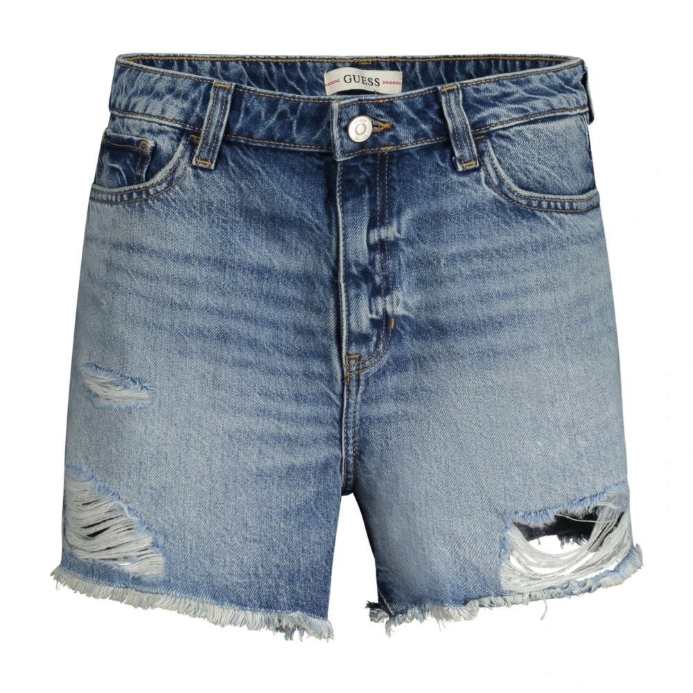 Guess Blauwe Denim Shorts met Gewassen Effect Blue Dames