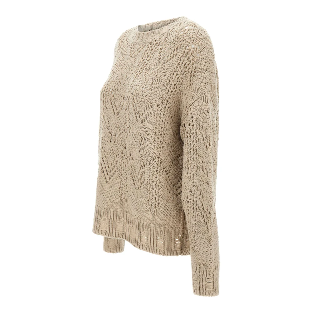 Kaos Beige wollen blend trui met haaksteek Beige Dames
