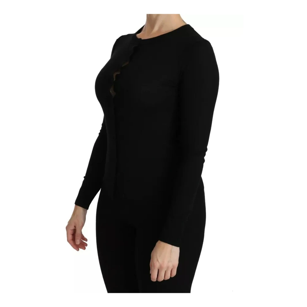 Dolce & Gabbana Zwarte wollen Crew Neck Top Black Dames