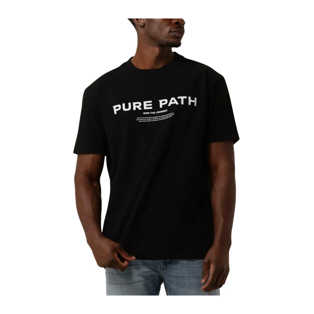 PURE PATH Heren Polo's & T-shirts Tshirt With Front Print Zwart