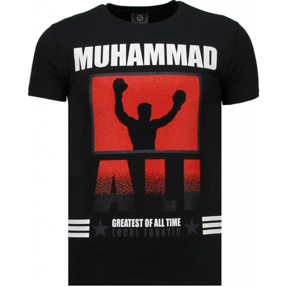 Local Fanatic Muhammad Ali Rhinestone - Man T Shirt - 5762Z Black, Herr