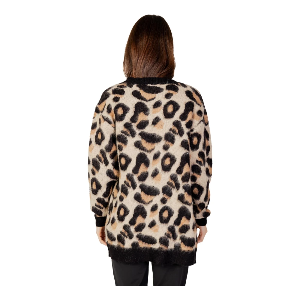 Jacqueline de Yong Leopard Print Cardigan Brown Dames